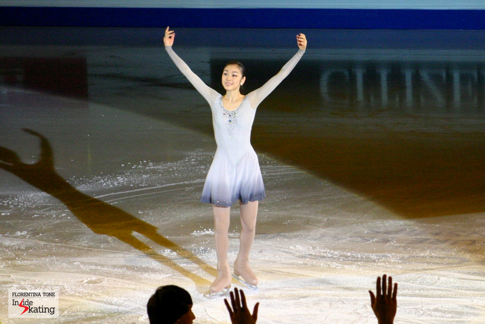 Yuna Kim at the 2010 World Figure Skating Championships in Torino; a month earlier, she had won the Olympic gold in Vancouver