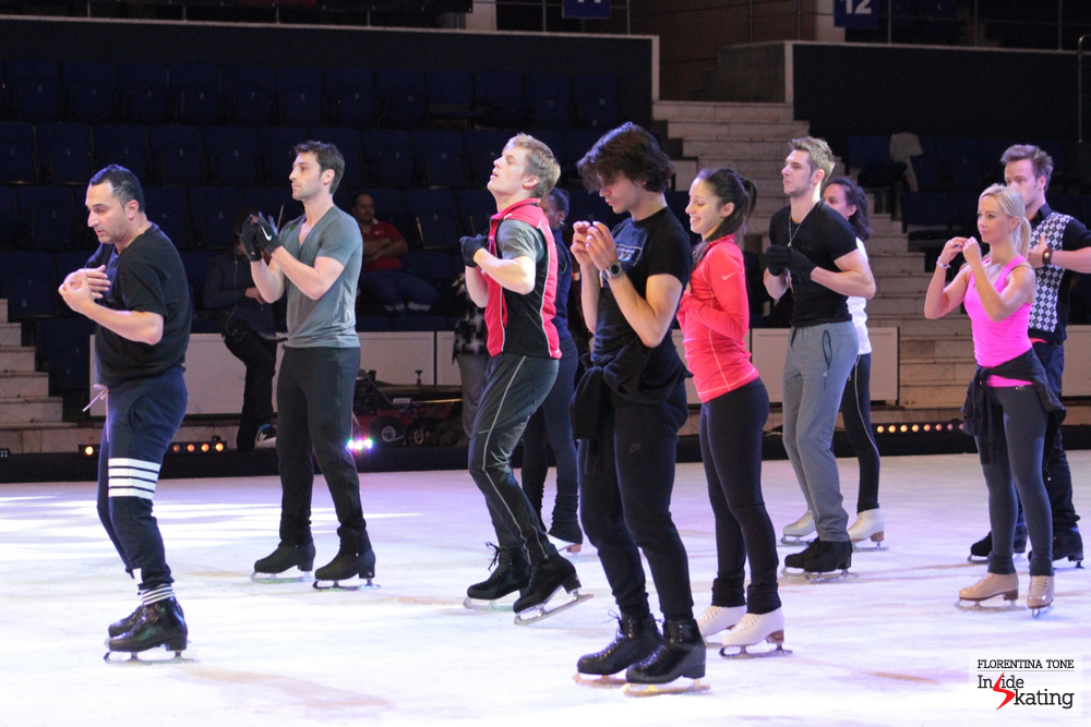 The whole cast of Kings on Ice Olympic Gala, under the guidance of Ari Zakarian, who choreographed both the opening and the finale of the show