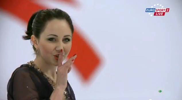 A proud and confident Elizaveta during her free program at this year's edition of Cup of China (print screen from a youtube video) 