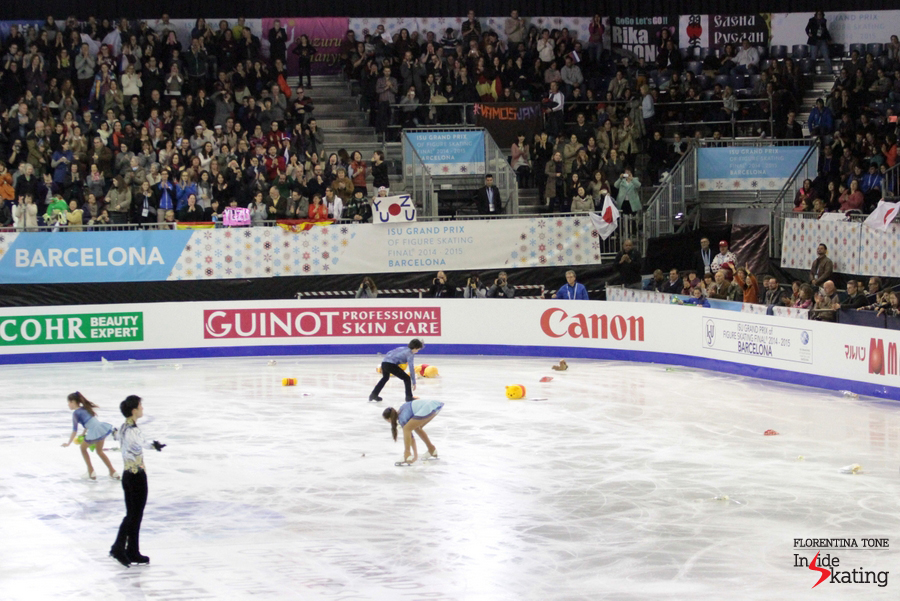 At the end of the routine, the audience in CCIB arena in Barcelona was on fire; tens of toys flew from the stands