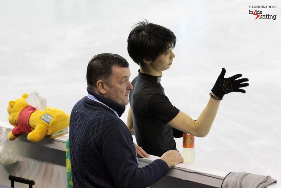 Mr. Orser has two skaters in the final: here, alongside Yuzuru Hanyu