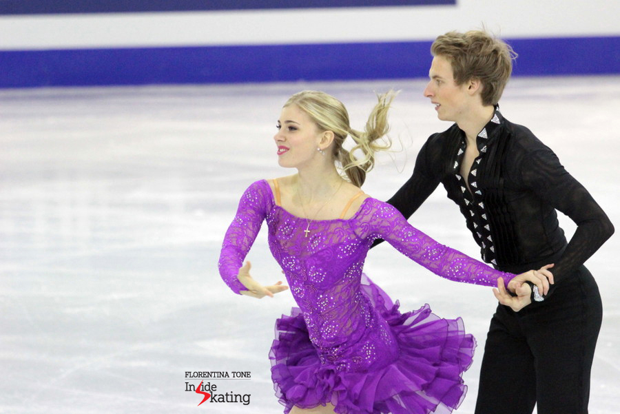 Mackenzie Bent and Garrett MacKeen, lying in fourth place after the short dance