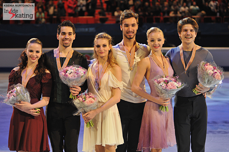 2015 Europeans: gold for Gabriella Papadakis and Guillaume Cizeron, silver for Anna Cappellini and Luca Lanotte, bronze for Alexandra Stepanova and Ivan Bukin