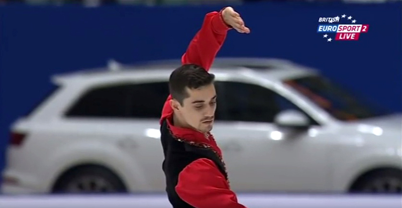 Javier Fernandez as a flamenco dancer in Beijing, at 2015 Cup of China; a performance to watch again and again... (photo: Eurosport Screenshot)