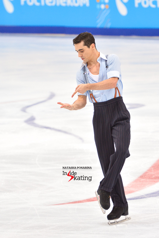 Javier Fernández performing his free program, to music from the movie "Guys and Dolls", at this year's edition of Rostelecom Cup in Moscow