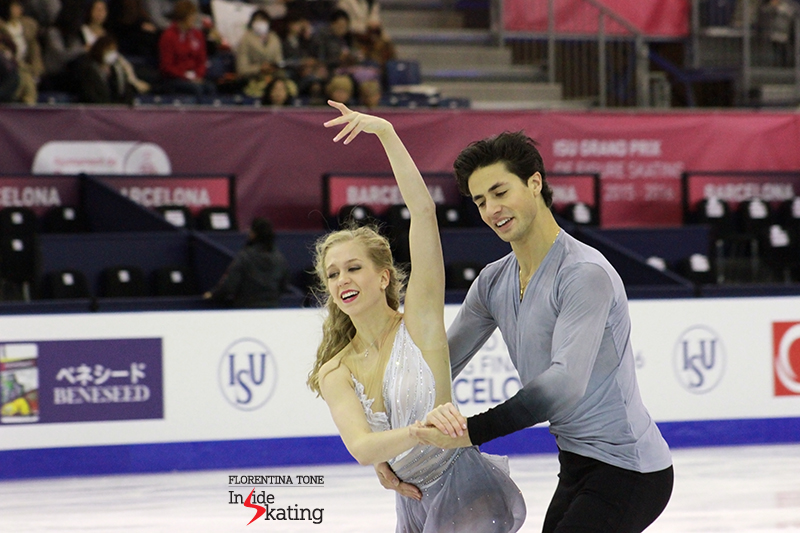 Kaitlyn Weaver and Andrew Poje during practice at 2015 GPF