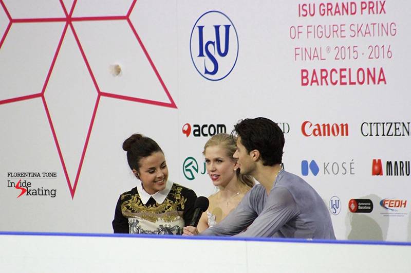 Interviewing Kaitlyn Weaver and Andrew Poje, the winners of the ice dancing event at 2015 Grand Prix Final in Barcelona