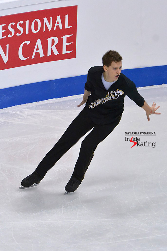 Russia's Maxim Kovtun, skating his short program to Genesis' "I Can't Dance"; the routine has been choreographed by Peter Tchernyshev