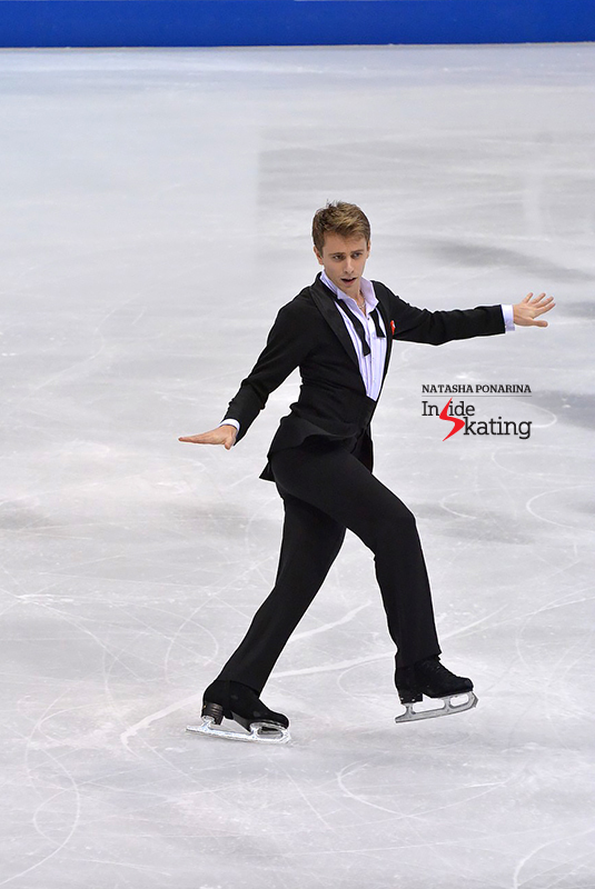Slick and elegant: Michal Březina, performing his SP to "The Way You Look Tonight" - a program choreographed by Jeffrey Buttle