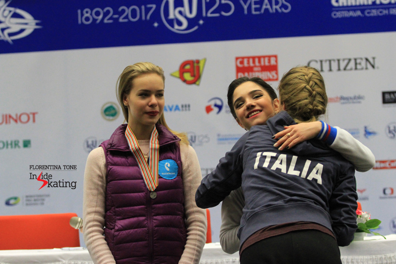 Small medals ceremony after SP in Ostrava