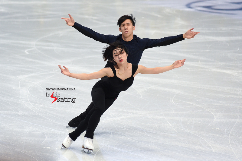1 Wenjing Sui and Cong Han pairs practice 2017 Worlds Helsinki